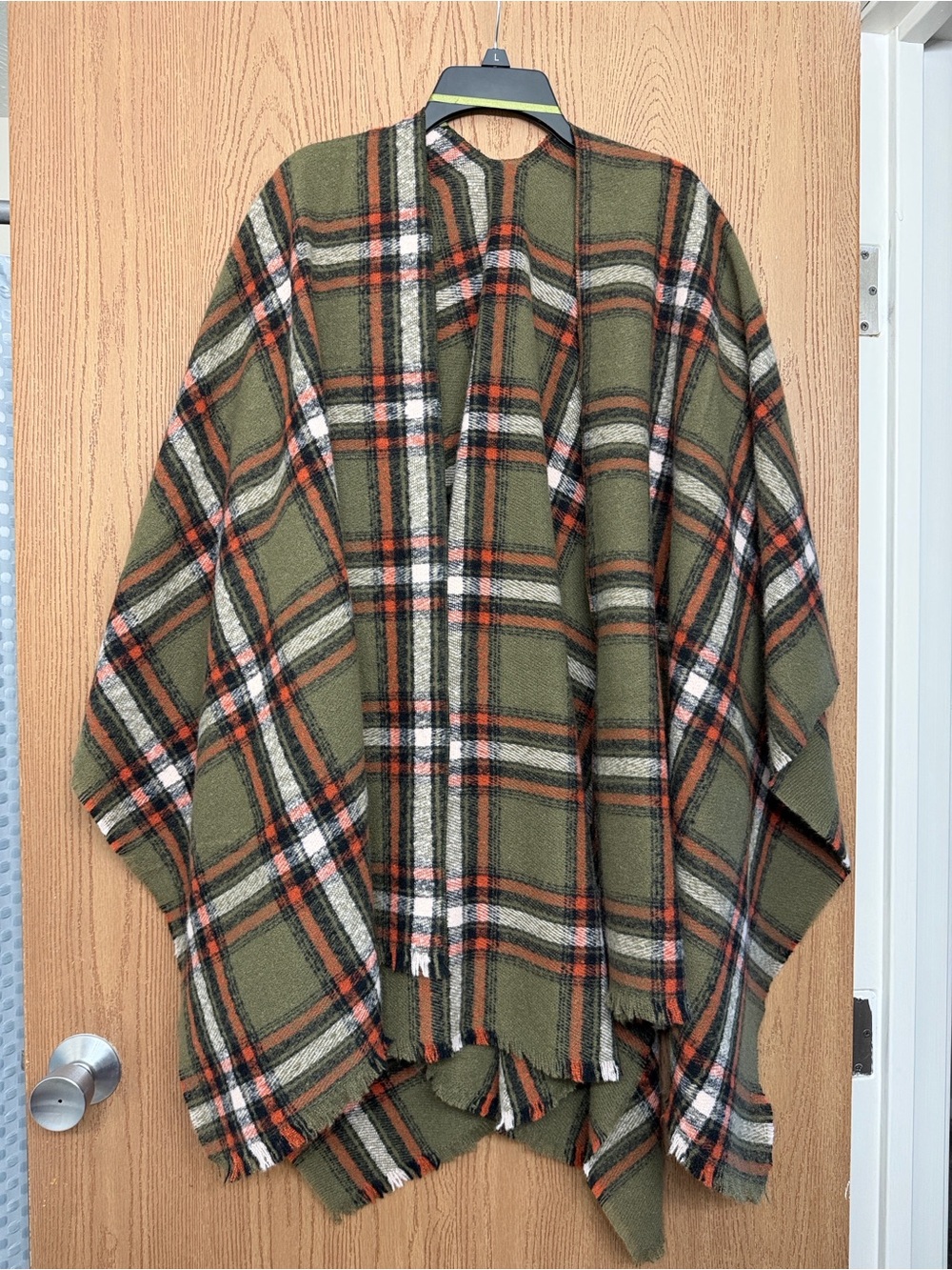Green Plaid Blanket Shawl Sweater